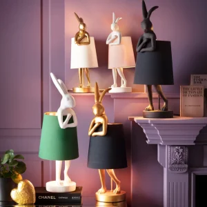 Pöytävalaisimet>KARE Design Animal Rabbit Pupu Pöytävalaisin, Pupulamppu, Kulta/musta 68cm