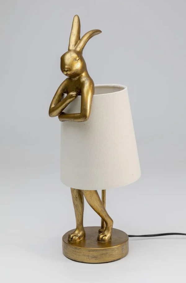 Pöytävalaisimet>KARE Design Animal Rabbit Pupu Pöytävalaisin, Pupulamppu, Kulta/valkoinen 50cm