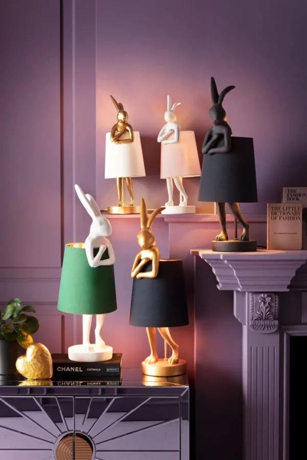 Pöytävalaisimet>KARE Design Animal Rabbit Pupu Pöytävalaisin, Pupulamppu, Kulta/vihreä 68cm