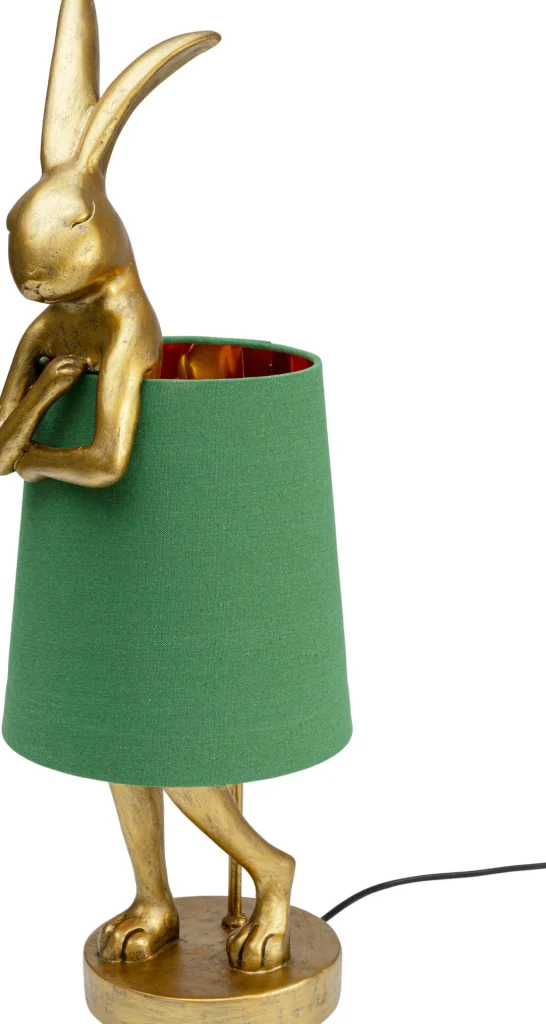 Pöytävalaisimet>KARE Design Animal Rabbit Pupu Pöytävalaisin, Pupulamppu, Kulta/vihreä 68cm