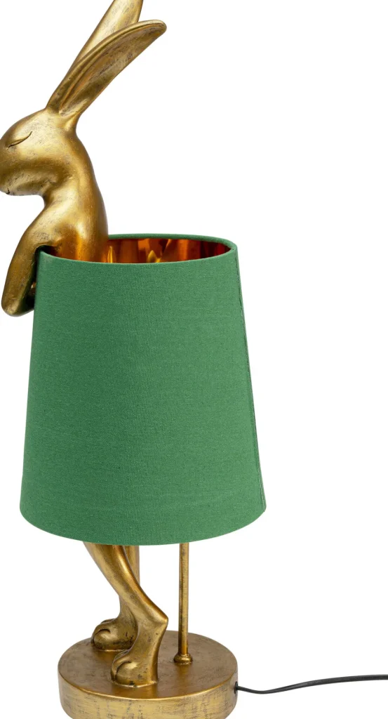 Pöytävalaisimet>KARE Design Animal Rabbit Pupu Pöytävalaisin, Pupulamppu, Kulta/vihreä 68cm