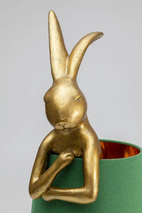 Pöytävalaisimet>KARE Design Animal Rabbit Pupu Pöytävalaisin, Pupulamppu, Kulta/vihreä 68cm