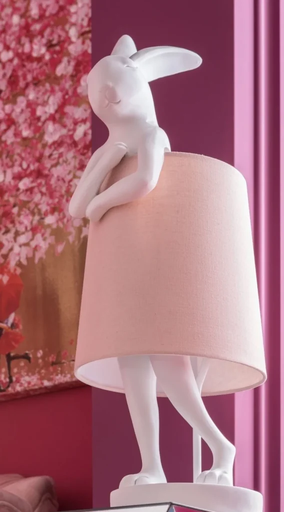 Pöytävalaisimet>KARE Design Animal Rabbit Pöytävalaisin, Pupu-lamppu - Vaaleanpun./valkoinen 68cm