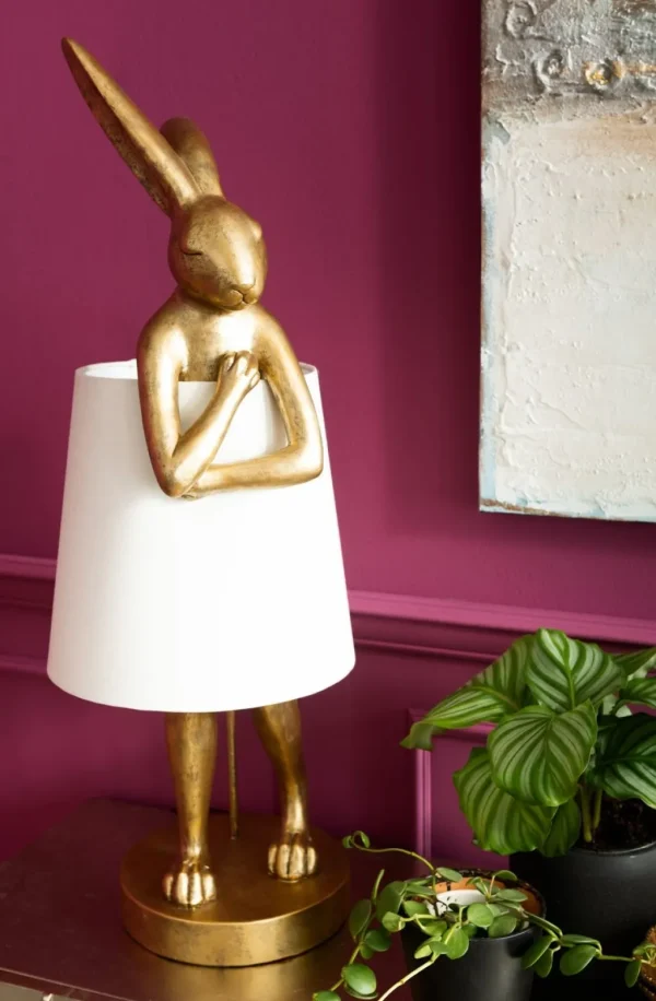 Pöytävalaisimet>KARE Design Animal Rabbit Pöytävalaisin, Pupu-lamppu Kulta/valkoinen 88cm
