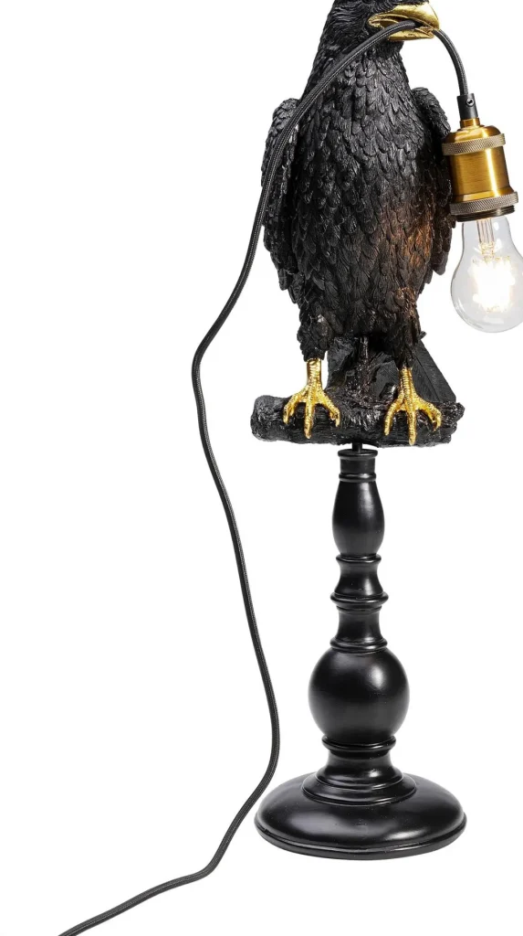 Pöytävalaisimet>KARE Design Animal Sitting Crow Varis Pöytävalaisin, Matta Musta 61cm