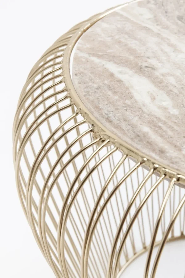 Sohvapöydät | Olohuone>KARE Design Beam Sivupöytä - Harmaa, Marmori, Messinki Ø43cm