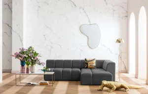 Kulmasohvat>KARE Design Belami Velvet Kulmasohva - Samettia, Harmaa, Oikea