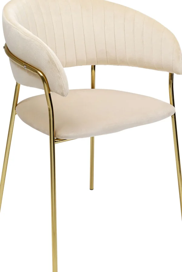 Tuolit>KARE Design Belle Tuoli Käsinojilla - Sametti, Kermanvärinen (2/Setti)