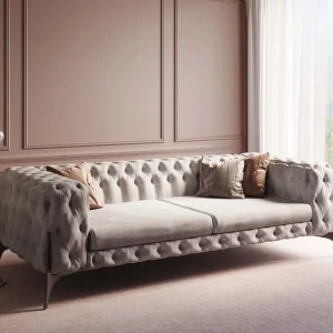 Sohvat>KARE Design Bellissima Sohva 3-istuttava - Sametti, Beige 240cm