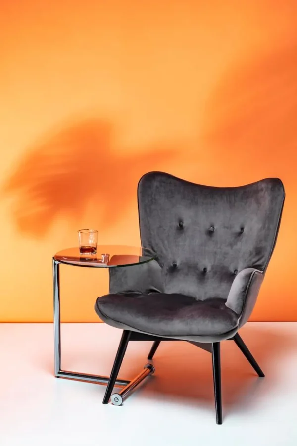 Olohuone | Nojatuolit>KARE Design Black Vicky Velvet Nojatuoli Harmaa