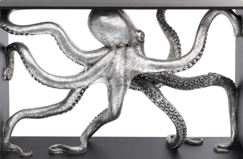 calmar_mustekala_konsolipyt_hopeamusta_xcm_1.webp Konsolipöydät Ja Sivupöydät>KARE Design Calmar Mustekala Konsolipöytä, Hopea/musta 124x85cm