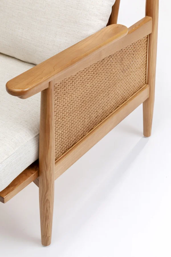 Nojatuolit>KARE Design Cane Tuoli Käsinojilla - Saarni Massiivipuuta, Kangasverhoilu