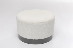 Rahit Ja Jakkarat>KARE Design Cherry Boucle Rahi, Jakkara, Kermanvärinen, Savunharmaa Ø55cm
