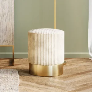 Rahit Ja Jakkarat>KARE Design Cherry Jakkara, Palli Samettia, Beige/messinki Ø35cm