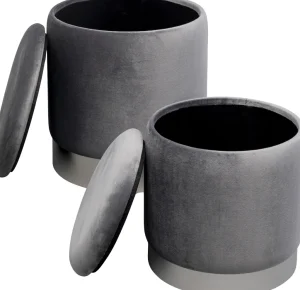 Rahit Ja Jakkarat>KARE Design Cherry Säilytys Jakkara, Harmaa, Hopea (2/Setti)
