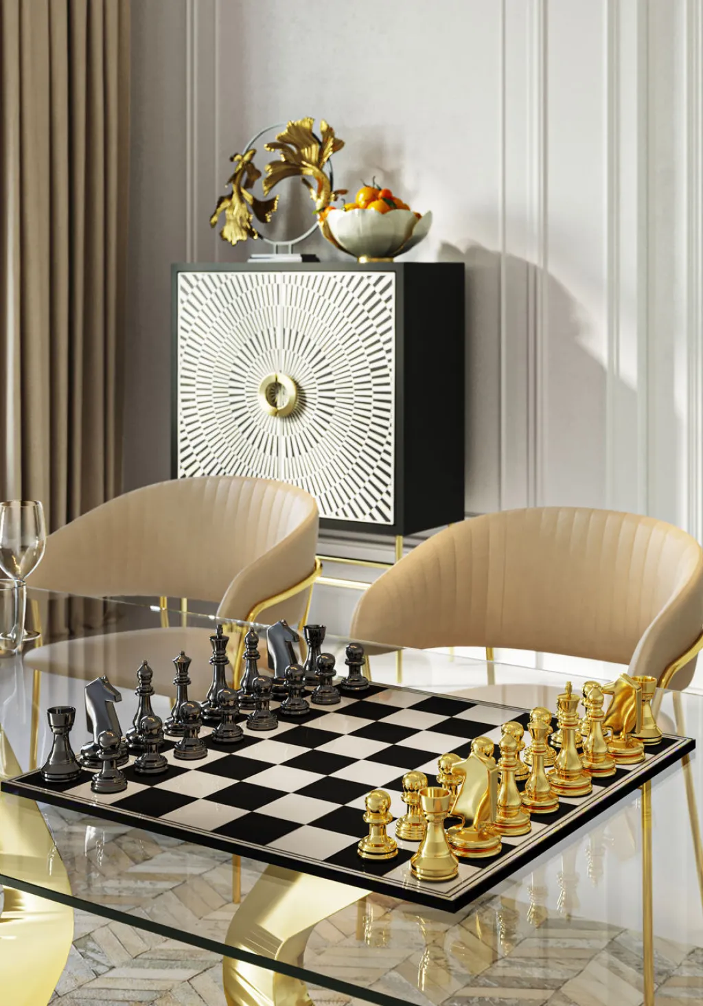 deco_chess_shakkipeli_koristeesine_xcm_10.webp Jalalliset Koriste-Esineet>KARE Design Deco Chess Shakkipeli Koriste-esine 60x60cm