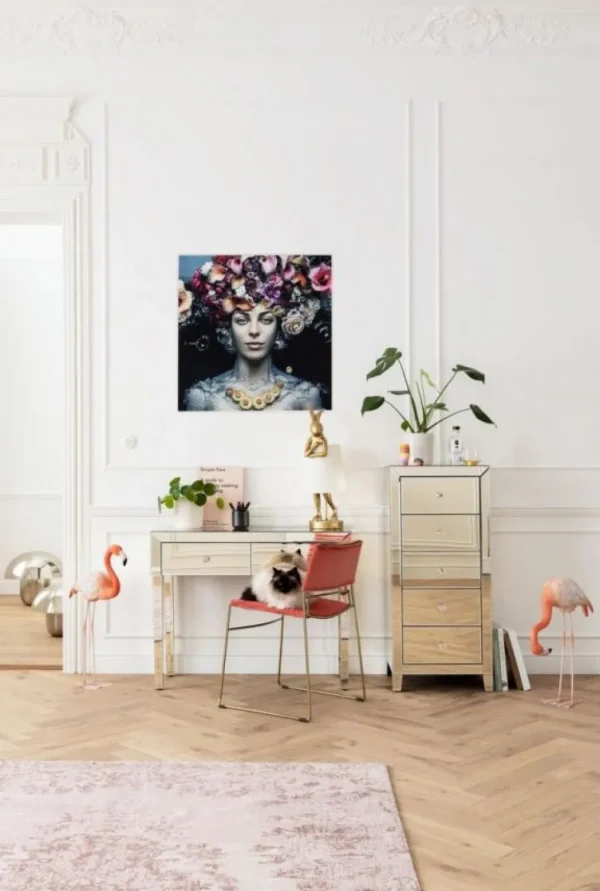 Taulut>KARE Design Flower Art Lady Lasitaulu 80x80cm