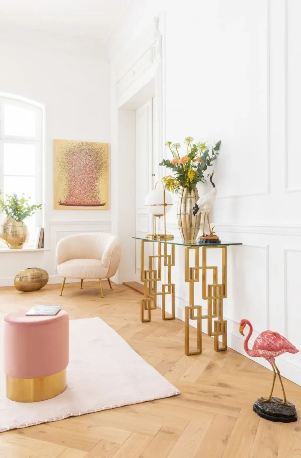 Taulut | Olohuone>KARE Design Flower Boat Taulu Kulta/pinkki 80x100cm