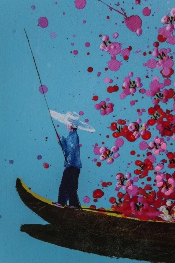 Taulut>KARE Design Flower Boat Taulu Sininen/pinkki 120x160cm