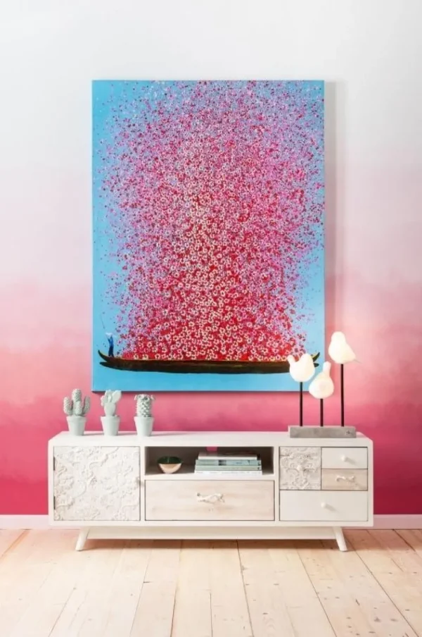 Taulut>KARE Design Flower Boat Taulu Sininen/pinkki 120x160cm