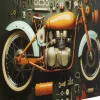 Taulut | Olohuone>KARE Design Garage Motorbike Moottoripyörä Lasitaulu 60x80cm