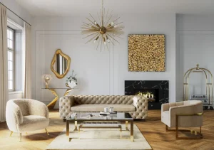 Seinäkoristeet>KARE Design Gold Flower Kukat Seinäkoriste, Taulu, Kulta 120x120cm