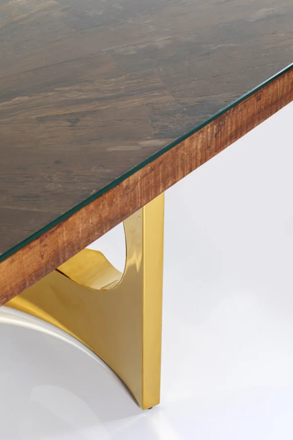 Pöydät>KARE Design Harmony Oho Conley, Kulta, Kierrätyspuu Mango, Lasi 180x90cm