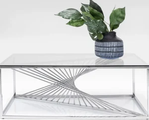 Sohvapöydät>KARE Design Laser Sohvapöytä - Hopea, Kirkas Lasi 120x60cm