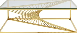 Sohvapöydät>KARE Design Laser Sohvapöytä Kulta, Kirkas Lasi 120x60cm