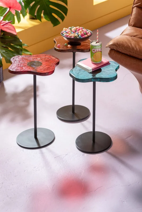 Sohvapöydät>KARE Design Lava Sivupöytä, Valettu Lasi, Punainen Ø30cm