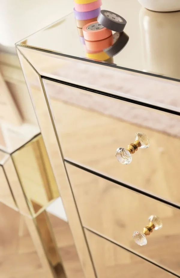 Senkit | Olohuone>KARE Design Luxury Pearl Korkea Lipasto, 5 Laatikkoa, Peililasia