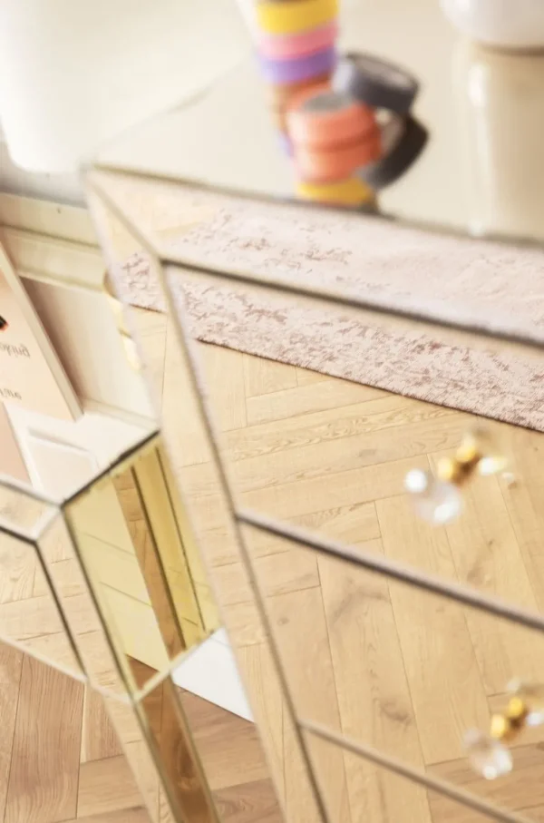 Senkit | Olohuone>KARE Design Luxury Pearl Korkea Lipasto, 5 Laatikkoa, Peililasia
