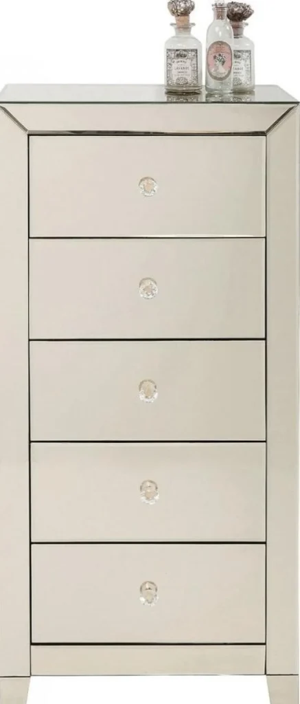 Senkit | Olohuone>KARE Design Luxury Pearl Korkea Lipasto, 5 Laatikkoa, Peililasia