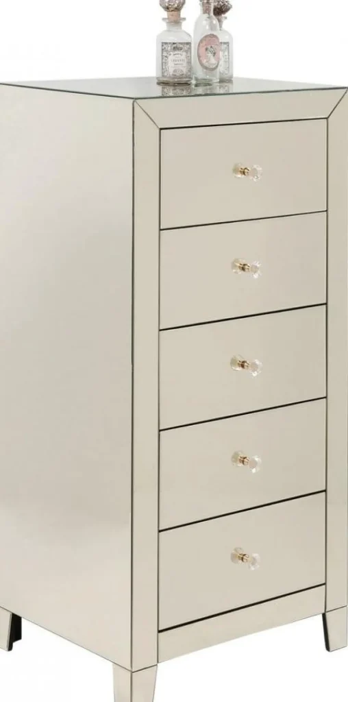 Senkit | Olohuone>KARE Design Luxury Pearl Korkea Lipasto, 5 Laatikkoa, Peililasia