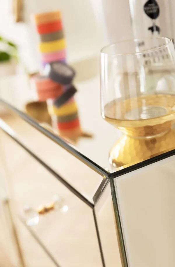 Senkit | Olohuone>KARE Design Luxury Pearl Korkea Lipasto, 5 Laatikkoa, Peililasia