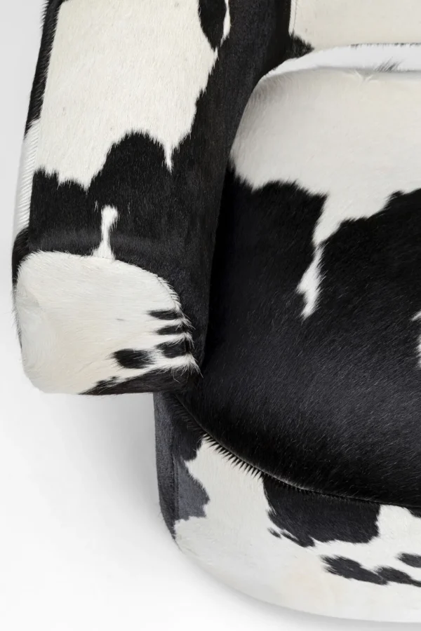 Nojatuolit>KARE Design Maye Pyörivä Nojatuoli, Lehmännahka, Musta-valkoinen