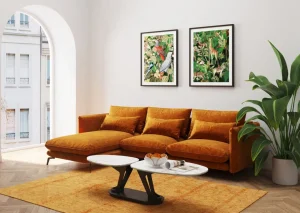 Kulmasohvat>KARE Design Monza Kulmasohva - Samettia, Curry, Vasen 296cm