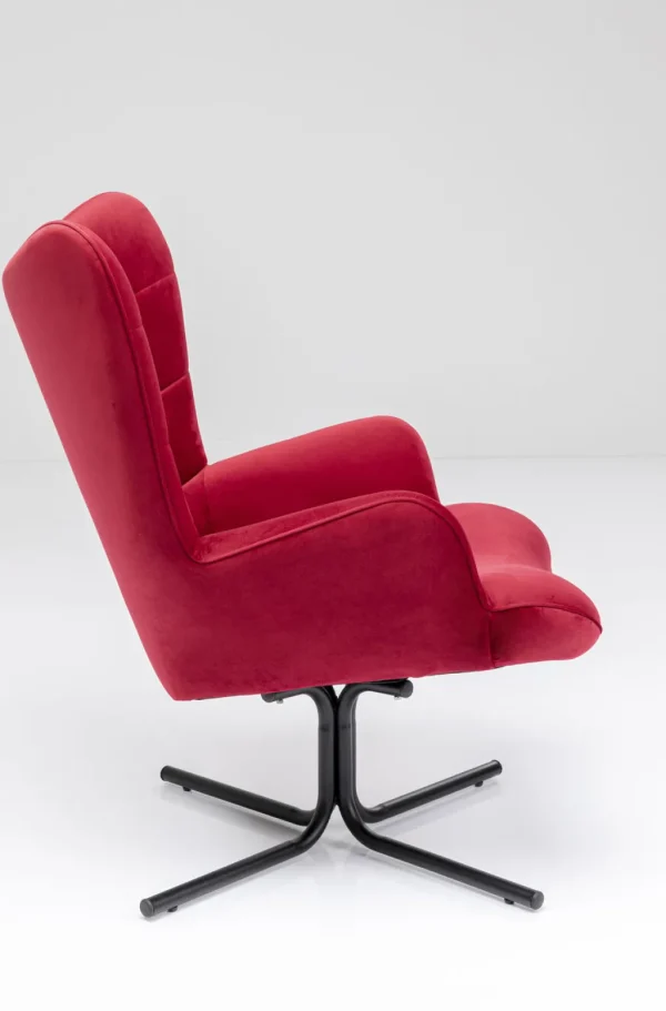 Nojatuolit>KARE Design Oscar Kääntyvä Nojatuoli - Samettia, Punainen