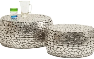 Sohvapöydät>KARE Design Pebbles Deluxe Sohvapöytä, Hopea (2/Setti)