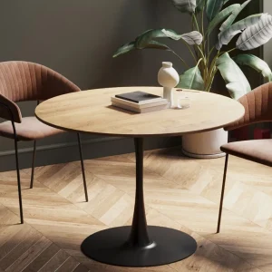 Pöydät>KARE Design Schickeria Pyoreä Ruokapöytä - Tammipinnoite, Musta Ø110cm