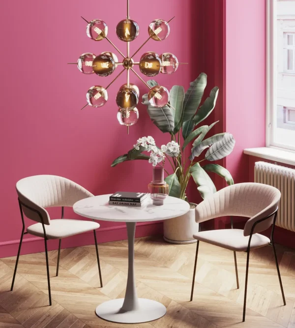 Pöydät>KARE Design Schickeria Pyöreä Pöytä -marmorikuvioitu, Valkoinen Ø80cm