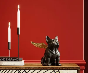 Koriste-Esineet>KARE Design Sitting Angel Dog Enkelikoira Koriste-esine, Kulta-musta