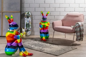 Jalalliset Koriste-Esineet>KARE Design Sitting Rabbit Rainbow Pupu, Jänis Koriste-esine 80cm