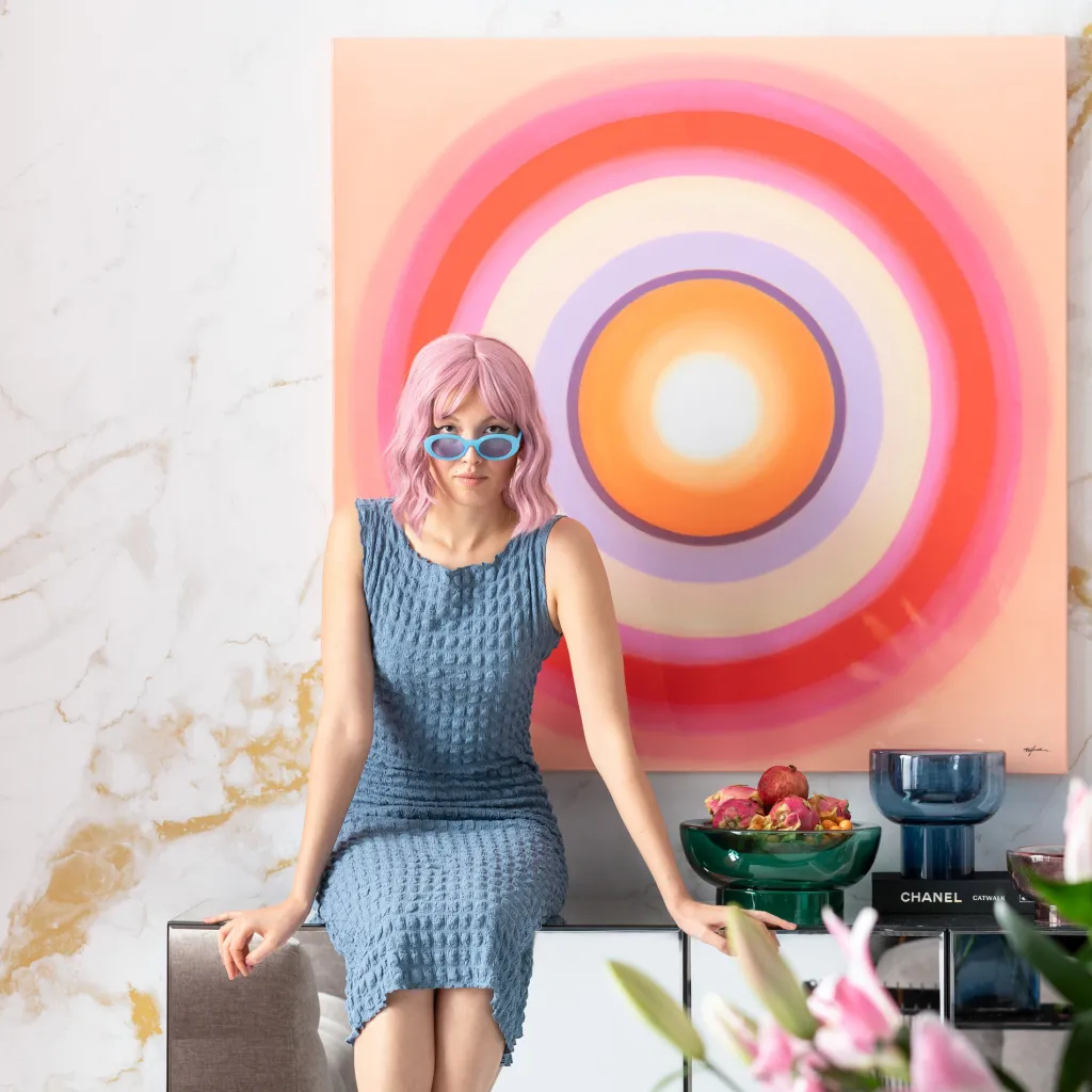 tendency_circle_pink_canvas_taulu_xcm_0.webp Taulut | Olohuone>KARE Design Tendency Circle Pink Canvas Taulu 120x120cm