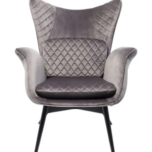 Nojatuolit>KARE Design Tudor Nojatuoli, Samettia, Hopeanharmaa
