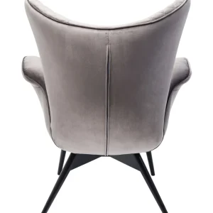 Nojatuolit>KARE Design Tudor Nojatuoli, Samettia, Hopeanharmaa