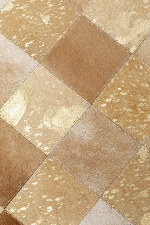Matot>KARE Design Vegas Matto, Lehmännahkaa, Beige/kulta 170x240cm