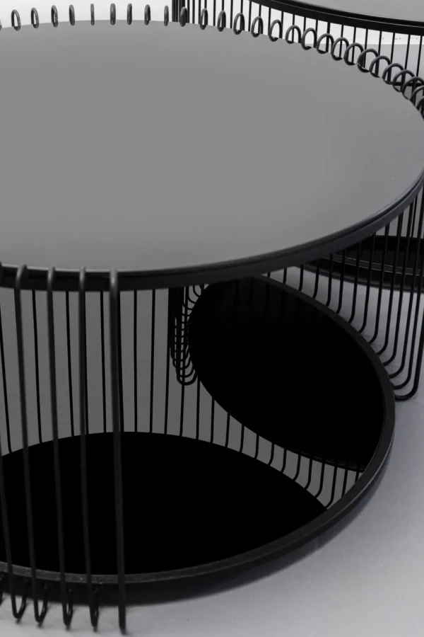 Sohvapöydät | Olohuone>KARE Design Wire Double Black Sohvapöytä Lasia Ja Metallia Musta (2/Setti)