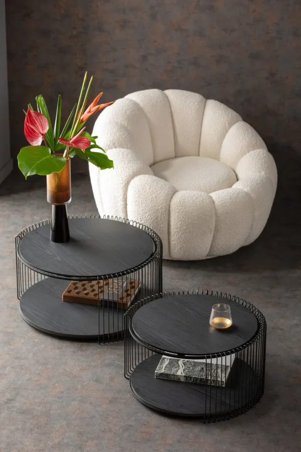 Sohvapöydät>KARE Design Wire Double Black Wood Sohvapöytä Musta (2/Setti)