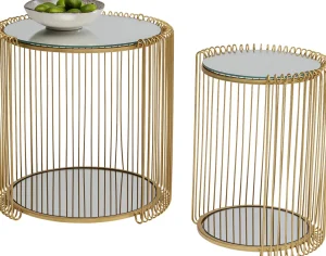 Sohvapöydät | Olohuone>KARE Design Wire Double Sivupöytä, Messinki (2/Setti)
